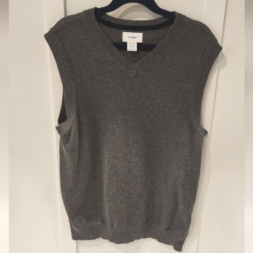 V-Neck Boy's Grey Sweater Vest - Size 10-12
